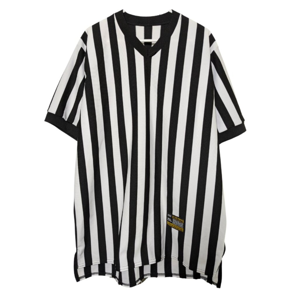 McDavid InteraWear Referee Shirt Black/White Stripe XL Short Sleeve Heavyweight